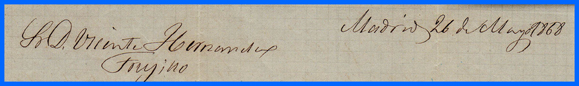 Fig. 3.- Cabecera del texto interior fechado el 26 de mayo de 1868. 