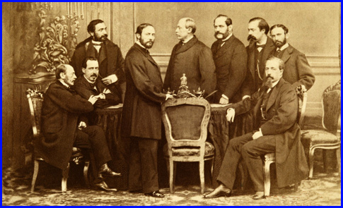 El Gobierno Provisional: Figuerola, Sagasta, Ruiz Zorrilla, Prim, Serrano, Topete, Ayala, Romero Ortiz y Lorenzana Fotografía de Jean Laurent (1868) 