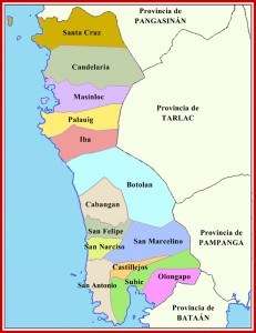 Figura 6.- Actuales municipios de la provincia de Zambales.