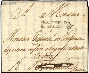 Una de las primeras marcas de granqueo de la correspondencia española