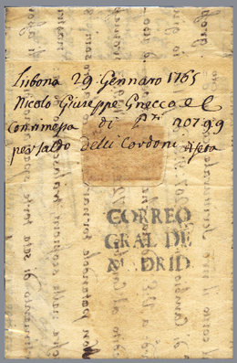 Correo de Italia 1765 1002 Lisboa a Genova