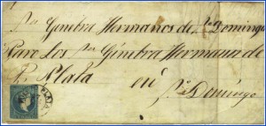 Figure 57. Carta de simple porte enviada de Puerto Plata a Santo Domingo durante la intervención militar española.
