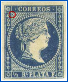 Figura 71. Los nuevos clichés usados en 1863 con la falta de una perla en el triángulo superior izquierdo. 