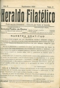 Fig. 2  -  Segundo número de El Heraldo Filatélico. Setiembre 1923.