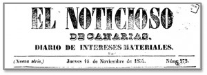 Cabecera del periódico canario que informaba de la salido del vapor correo Fernando el Católico.el día anterior